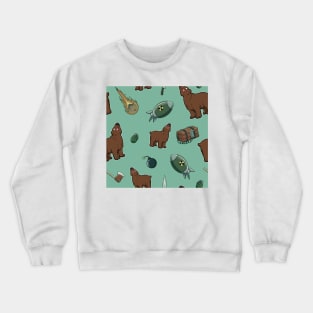 Dumb Bear Danger Pattern (mint) Crewneck Sweatshirt